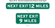 <p><strong>What are the colors of a sign which tells you the distance to the next exit of a highway?</strong></p>