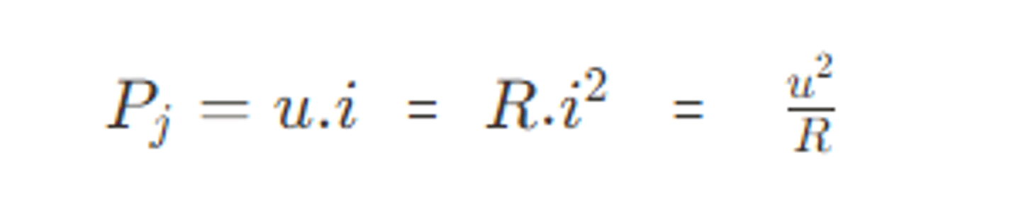 <p>P<sub>j</sub> = u.i = R.i<sup>2</sup> = u<sup>2</sup>/R</p><p></p><p>-> avec <strong>u</strong> et <strong>i</strong> les tension et intensité aux <strong>bornes</strong> de R</p>
