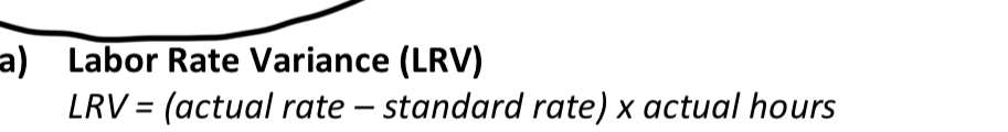 <p>(actual rate – standard rate) x actual hours</p>