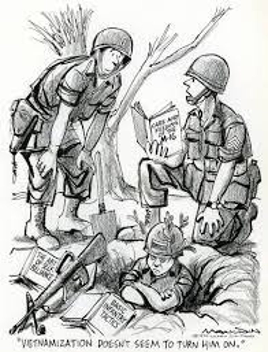 <p>President Richard Nixons strategy for ending U.S involvement in the Vietnam war, involving a gradual withdraw of American troops and replacement of them with South Vietnamese forces</p>