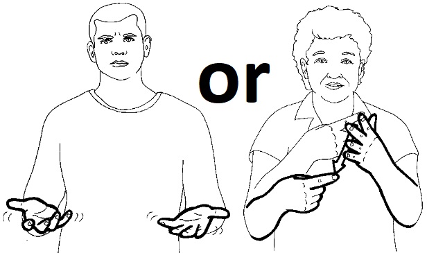 (1) Move both opened and flat
hands with palms facing up
(2) Drag your index finger across
your open palm