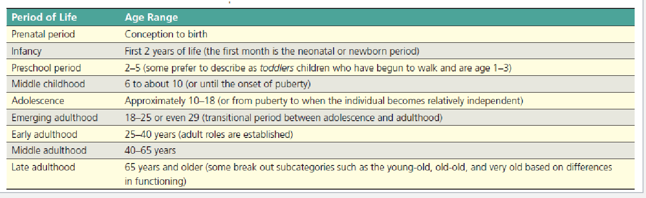 <p>Linking important developmental changes to a <em>certain age</em>. </p>