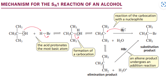 <p>Sn1 reaction with an alcohol</p>