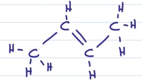 <p>Draw the skeletal structure for trans-2-bulene. </p>