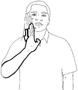 Move the "B" sign
down your cheek