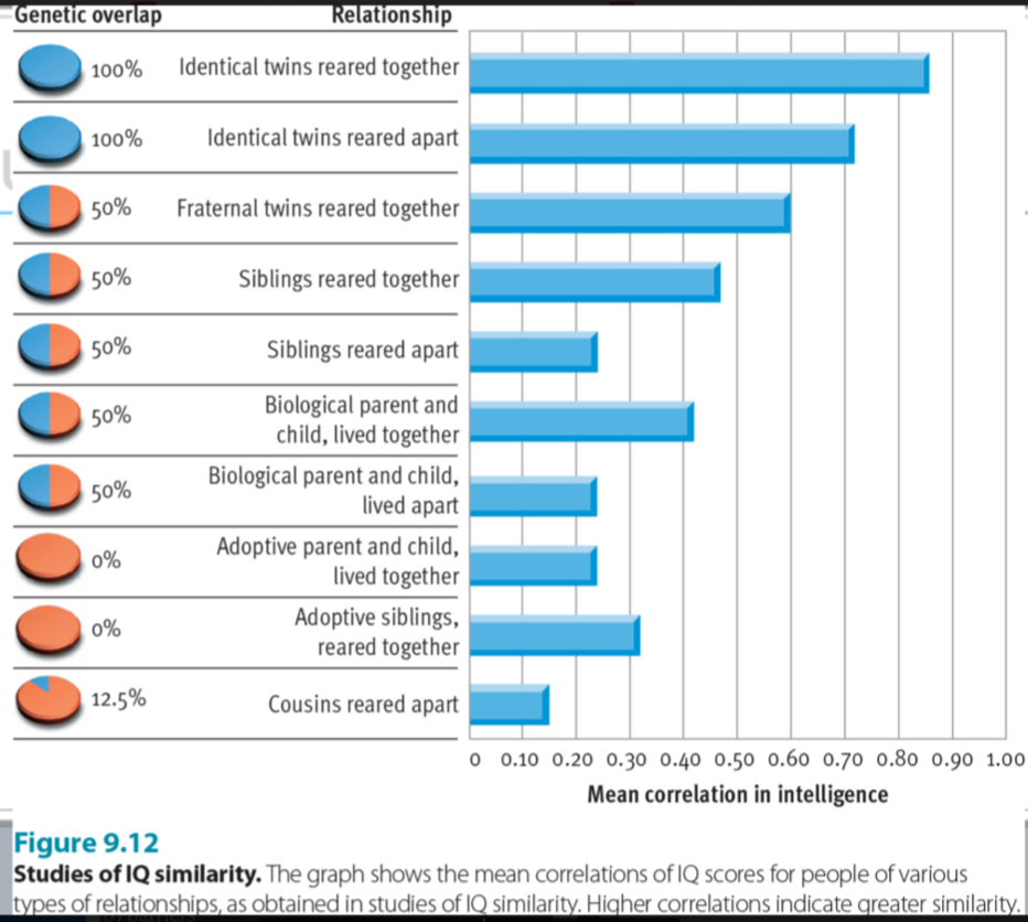 ● Account for 50-70% of variance in IQ points
● Genetic overlap and IQ similarity