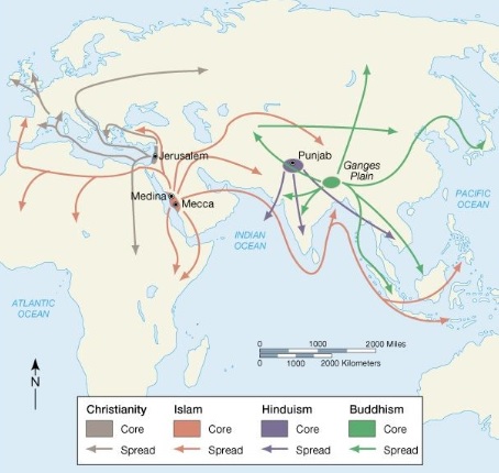 <p><span>Region where a particular cultural innovation or practice, such as agriculture or religion, first originated and then spread to other areas</span></p>