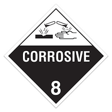 <p>corrosive, skin, steel</p>