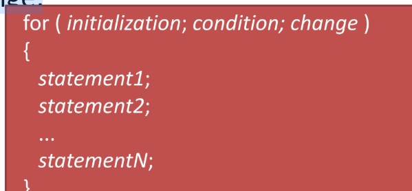 <p>is a shorthand that combines in one statement initialization, condition, and change:</p><p></p>