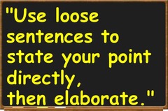 A complex sentence in which the main clause comes first and the subordinate clause follows