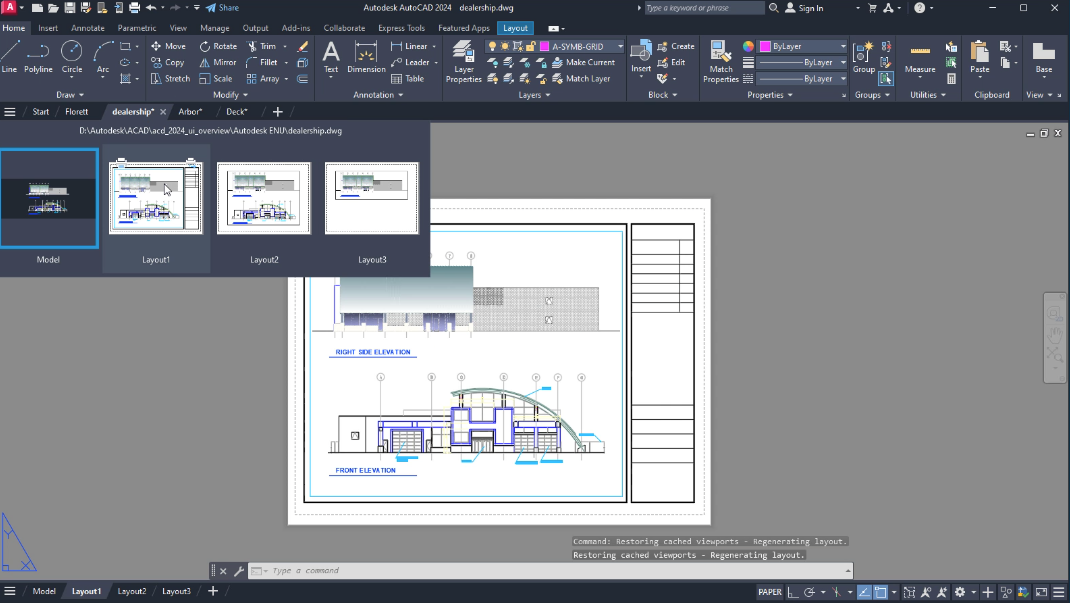 Accessed by Hovering over a Drawing Tab