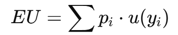 <p>The <strong>average satisfaction (utility)</strong> from risky outcomes.<br>Formula:&nbsp;</p><p>Where <span>u(y)&nbsp;</span>is the <strong>utility function</strong>.</p>