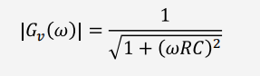 <p>Looking at the magnitude of gain equation, what happens at low frequencies (tending to zero)?</p>