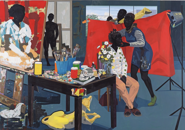 <p>Meaning: <span style="background-color: transparent;"><span>Shows Black figures in a studio to explore art-making, artistic labor, and Black representation. It centers Black presence in painting, reflecting on history, genres, and expanding art beyond traditional Western norms.</span></span></p>