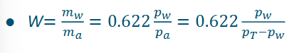 <ul><li><p>i.e. kg of water per kg dry air</p></li></ul><p></p>
