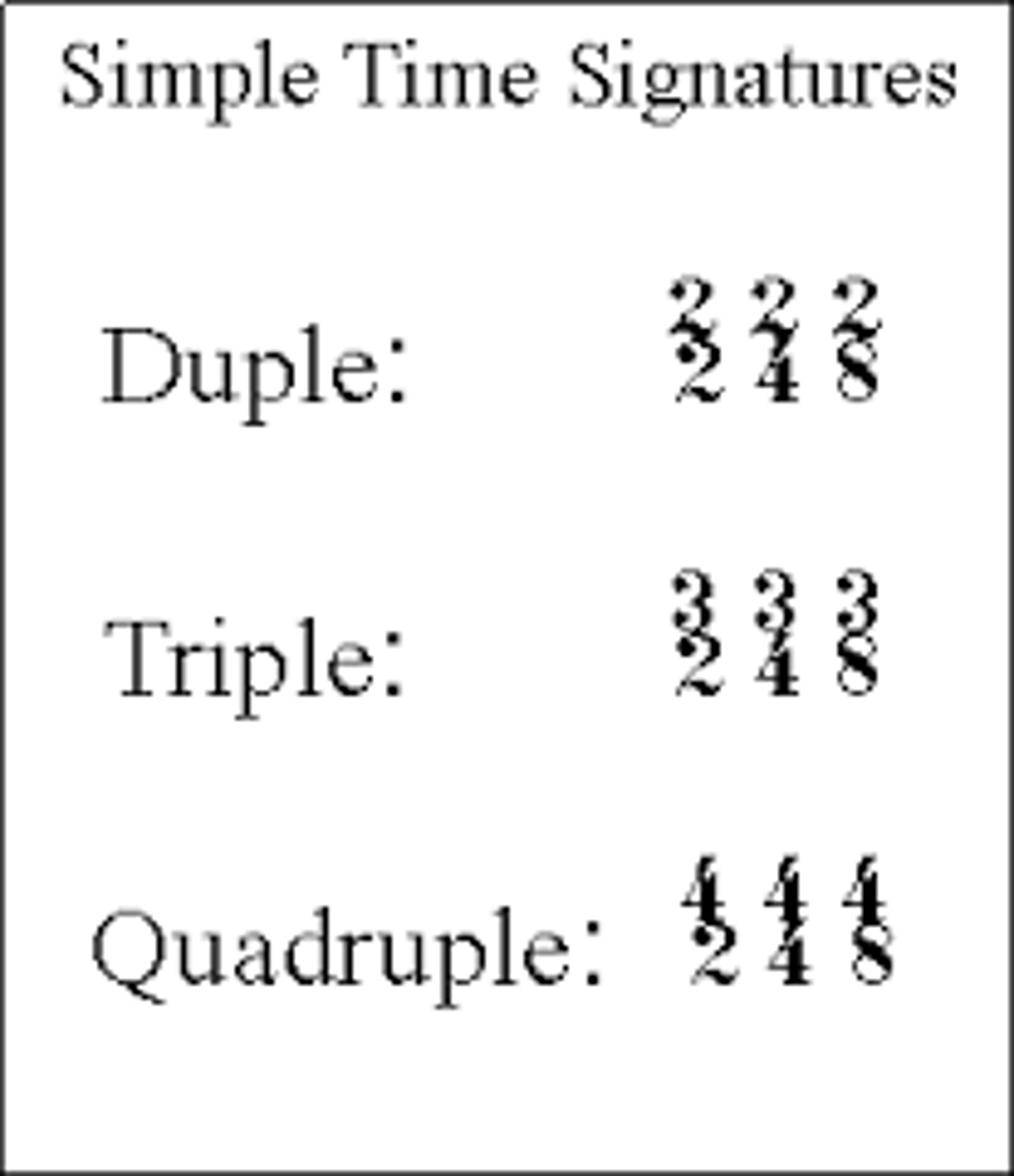 <p>Simple or whole beats such as crotchets (1 beat) or minims (2 beats)</p>