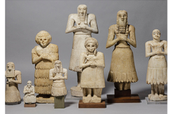 <ul><li><p>The figurines were discovered in a temple <mark data-color="blue" style="background-color: blue; color: inherit;">dedicated to the god, Abu</mark>, the mostly standing figures, made from limestone, gypsum, and alabaster, are known for their striking stylistic features, and their very large eyes, likely to be associated with magical powers. The largest of the figures is most likely the god Abu.</p></li></ul><p></p>