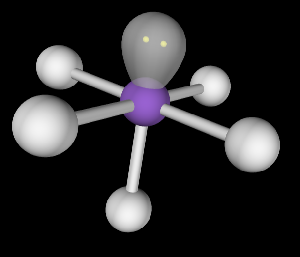 <p>6 Electron Domains</p><p>5 Bonds</p><p>1 Lone Pair</p>