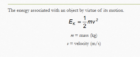 <p>mass = kg, v = m/s, and the answer will be in joules</p>
