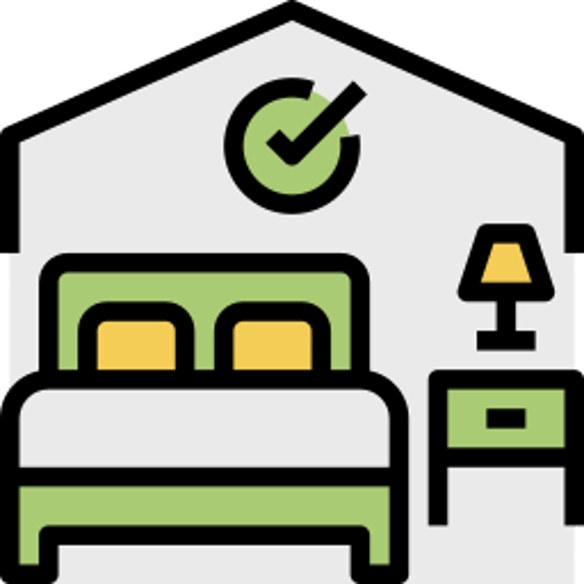 <p>das Zimmer, -</p><p>(Die Wohnung hat drei Zimmer.)</p><p>(The apartment has three rooms.)</p>