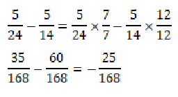 <p>Common denominators must be used. The LCD is 168, so each fraction must be converted to have 168 as the denominator.</p>