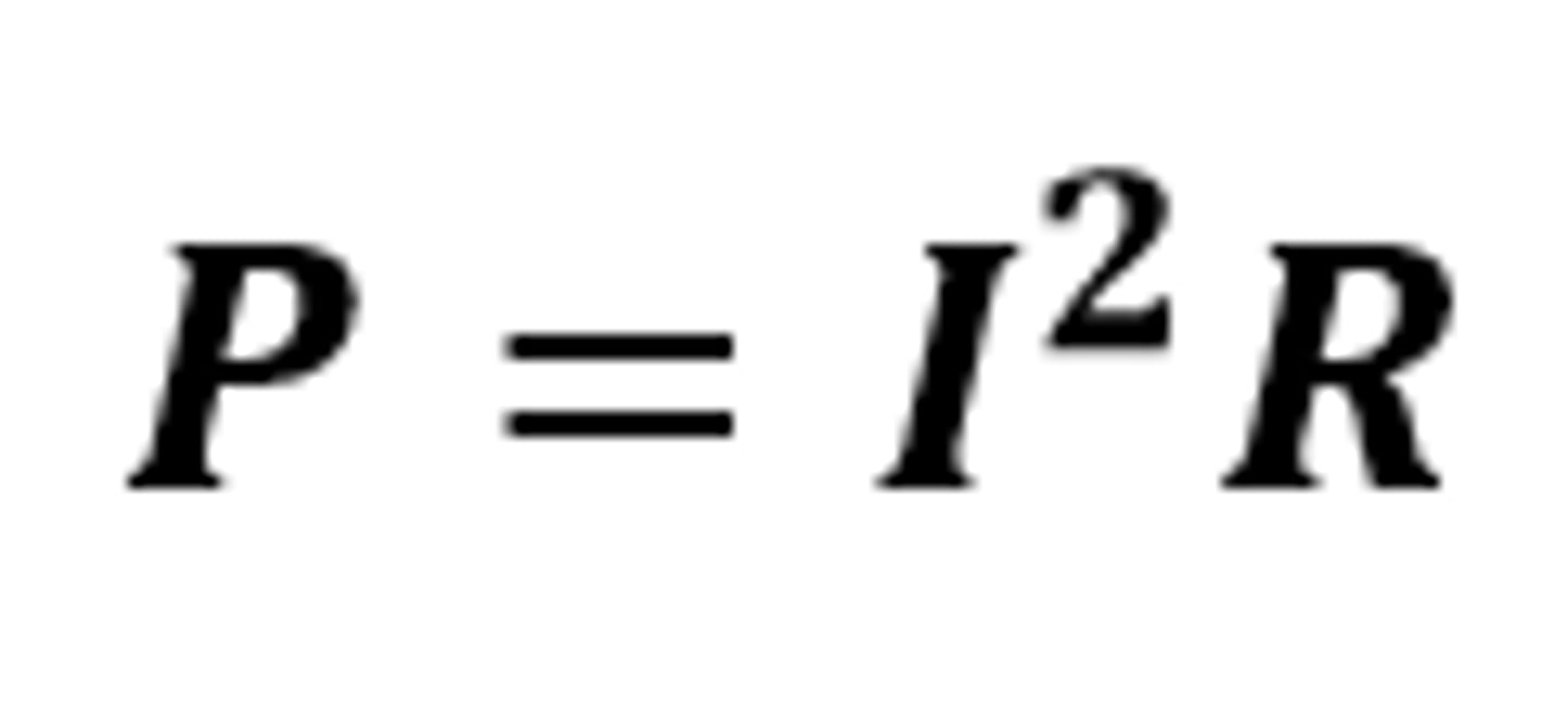 <p>The equation linking power (dissipated), current and resistance</p>