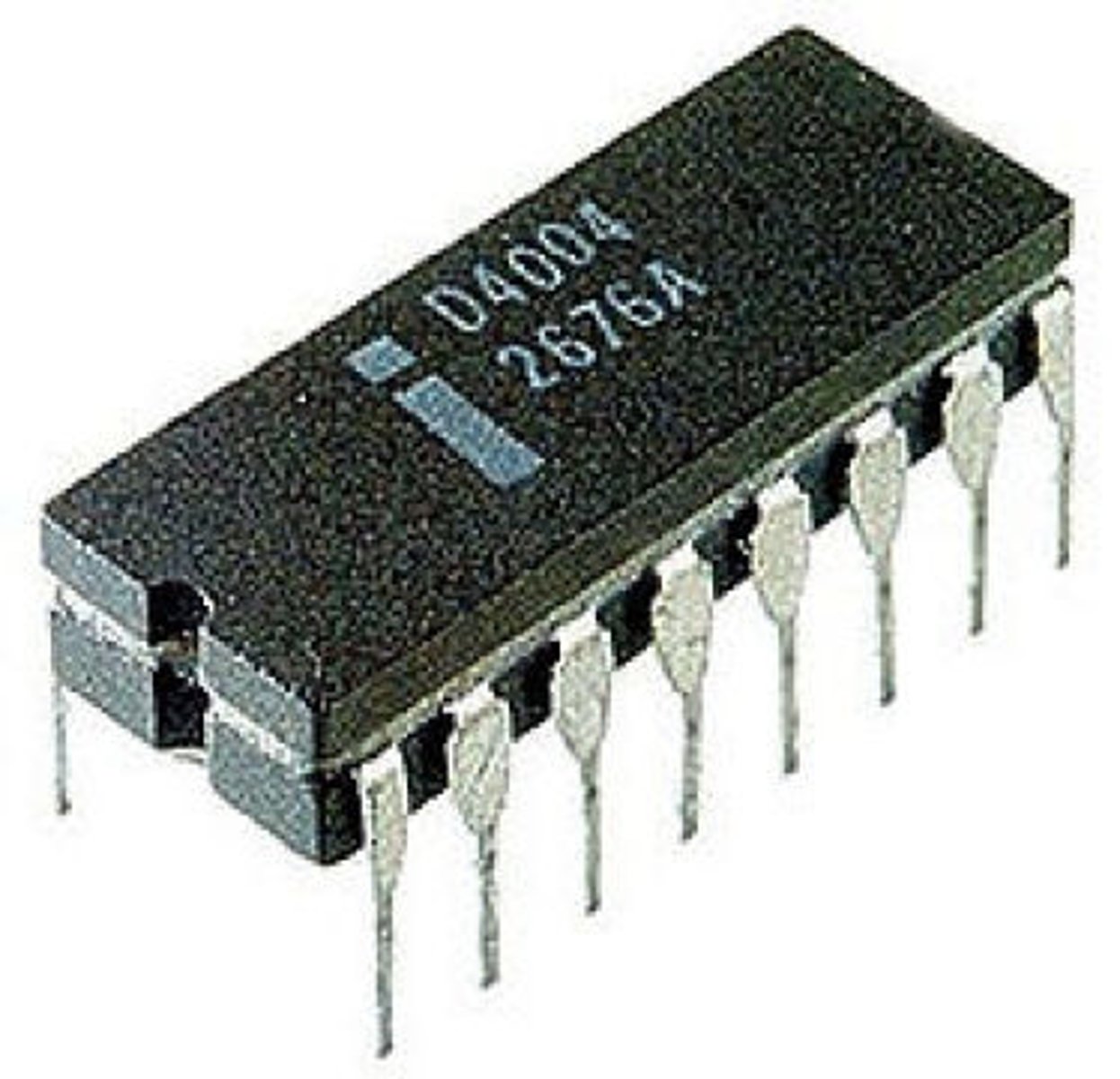 <p>- Jack Kilby and Robert Noyce</p><p>- tiny chip made of semiconductor material that holds multiple transistors, resistors, and other components in one package</p>