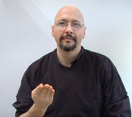 <p>I and a backwards B handshape</p>
