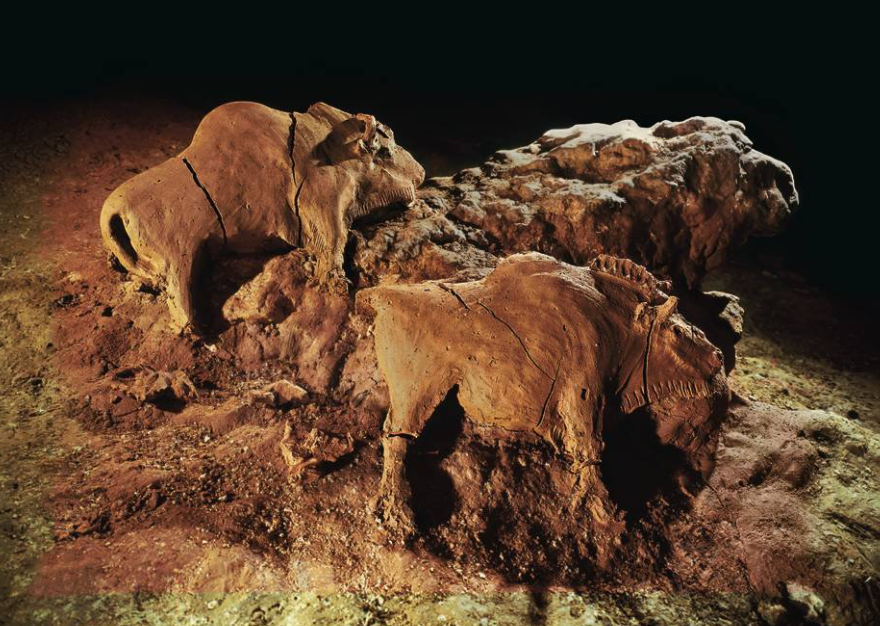 <p>Prehistoric Le Tuc d&apos;Audoubert Cave, Ariège, France. ca. 13,000 bce. Clay, length 23 1/4&quot; (60 cm)</p>
