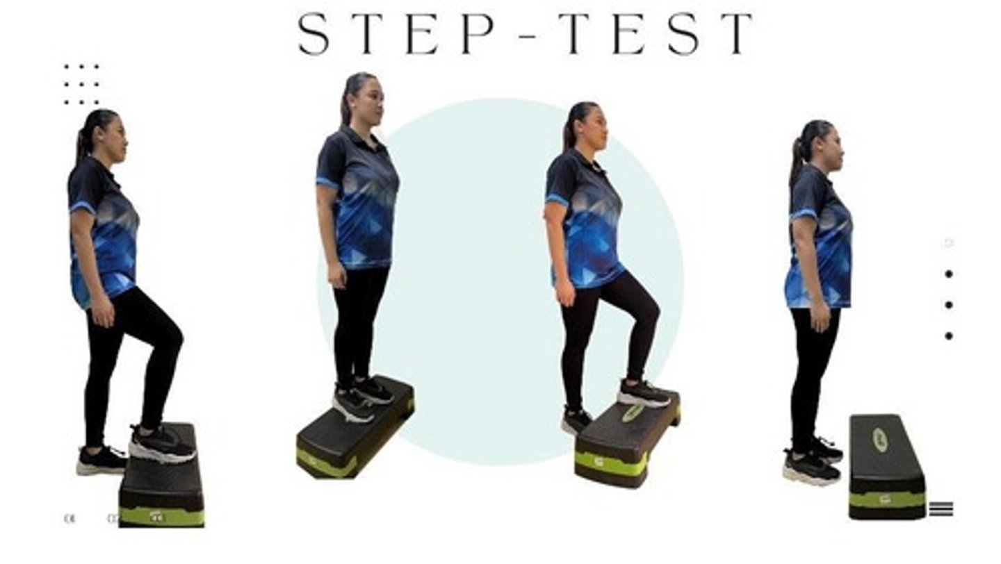 <p>A test of cardio respiratory endurance where the subject steps up and down on a platform for 3 minutes.</p>