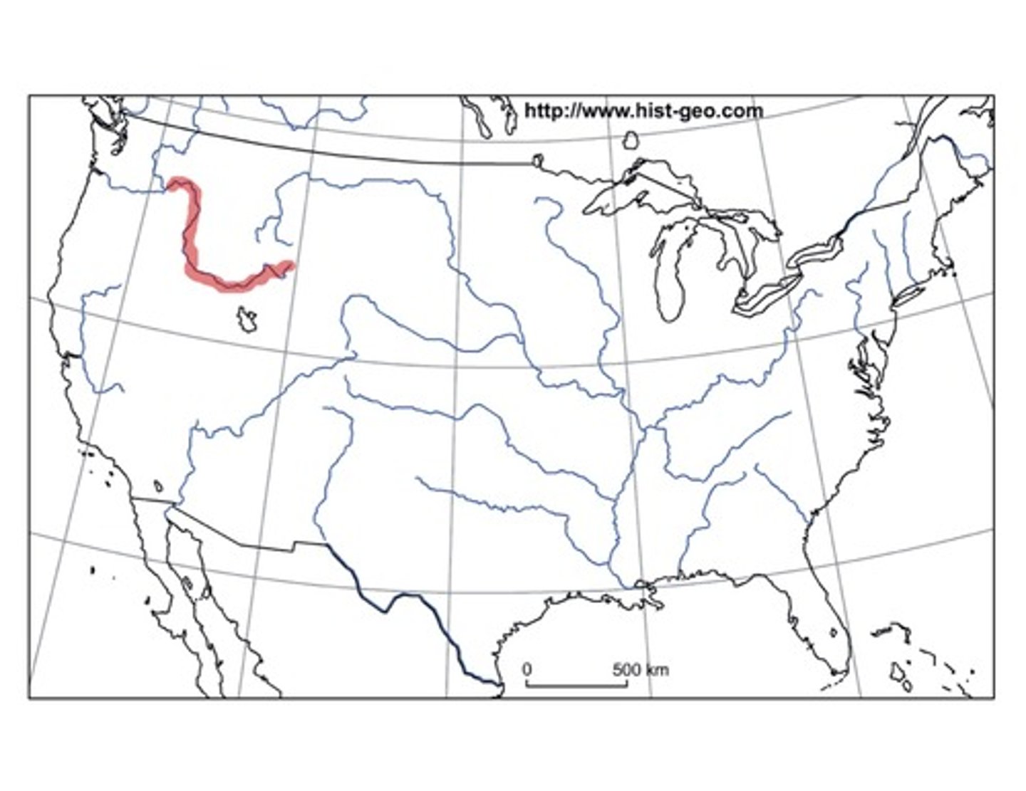 <p>Located in the northwestern corner of the United States and traveled by Lewis and Clark</p>