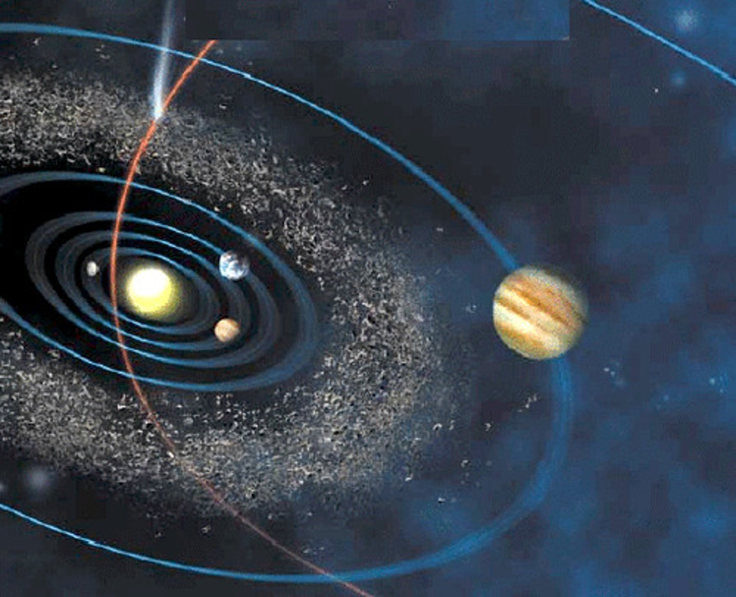 <p>a rocky object that orbits the Sun, found mostly in the region between Mars and Jupiter</p>